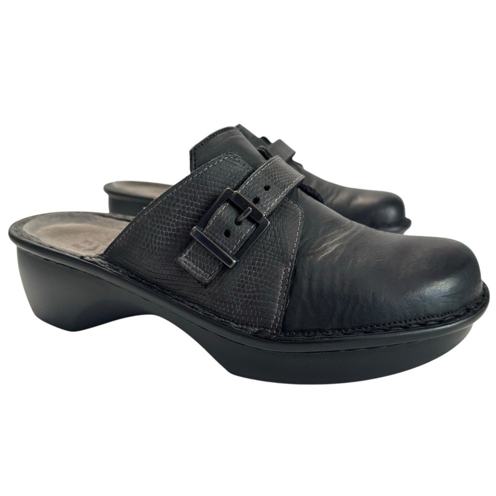 Naot Avignon Mules Clog Shoes Womens 36 US 5 Black Gray Leather Slip On Strap